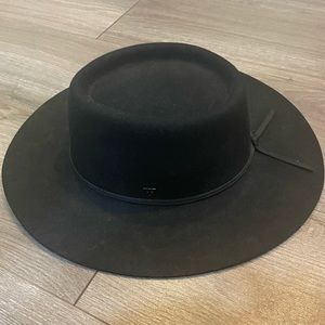 West Von black 100% wool boater hat size s/m